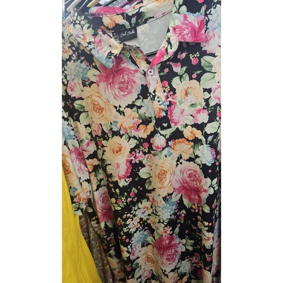 Bad Birdie M Black Floral Men's Golf Polo Shirt Golfing - Picture 3 of 6